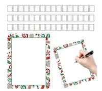 Lot de 50 feuilles de tête de lettre pour les fêtes - Thème de Noël classique - Disposition des bords vifs - Idéal pour écrire des notes, des annonces, des invitations - Qualité supérieure - Résistant