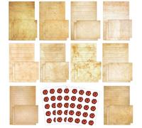 Lot de 50 feuilles lignées en papier vintage, 50 enveloppes assorties, 60 étiquettes autocollantes pour mariage