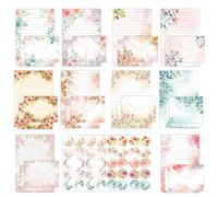 Lot de 50 feuilles lignées en papier vintage, 50 enveloppes assorties, 60 étiquettes autocollantes pour mariage