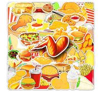 Lot de 50 feuilles prêtes à manger Delicatessen Cartoon autocollants imperméables pour enfants adolescents adultes mignons Fast Food Autocollants alimentaires décoratifs Bouteille d'eau Cuisine