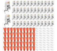Lot de 50 fiches RJ45 Cat 7 - Fiche réseau CAT 7 - Fiche RJ45 - Câble réseau avec décharge de traction - Connecteurs pour câble de pose LAN CAT 7 Cat6A - AWG23 - Douille de protection anti-torsion