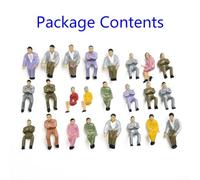 Lot de 50 figurines de personnes peintes assises pour tracés ferroviaires à l'échelle 1:50, passagers en plastique pour quais de gare et décoration de scène de rue