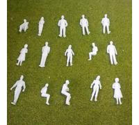Lot de 50 figurines miniatures blanches non peintes à l'échelle 1/50 pour projets d'architecture et de diorama