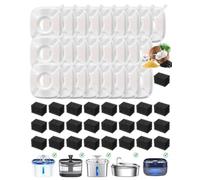 Lot de 50 filtres de fontaine à eau pour chat Veken 2,8 l, 1,9 l, 2,4 l, 2409,7 g, 3,8 l pour fontaine à eau automatique pour chien, 25 filtres de rechange et 25 éponges pré-filtrantes