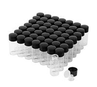 Lot de 50 flacons en verre transparent de 10 ml avec bouchon à vis et bouchons en plastique - Petites bouteilles en verre anti-fuite pour liquides, échantillons et petits objets