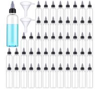 Lot de 50 flacons souples en plastique transparent de 118 ml avec couvercles à visser, pour liquides, huiles, travaux manuels, cuisine avec 10 entonnoirs