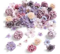 Lot de 50 fleurs artificielles à bricoler, fleurs artificielles comme de vraies fleurs décoratives, petites fleurs en soie pour bricolage, mariage, fête, décoration de table, décoration de gâteau