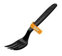 Lot de 50 fourchettes réutilisables, noires, réutilisables, pour le camping, les événements et l'extérieur, sans BPA, passent au lave-vaisselle et sont extra stables