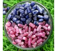 Lot de 50 g/100 g de spécimens de Cristal Brut de Saphir Bleu, Rubis et Corindon Naturel - Saphir Bleu (50 g) + Rubis (50 g)