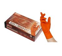 Lot de 50 gants jetables en nitrile avec une adhérence optimale NITRAS Tough Grip n, Nitrile, Orange, Large