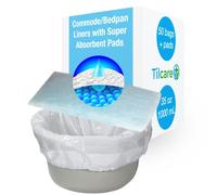 Lot de 50 Garnitures de chaise percée Tilcare avec coussinets super absorbants - Pour bassins de lit, toilettes portables et chaises percées de chevet - Absorbent jusqu'à 1000ml