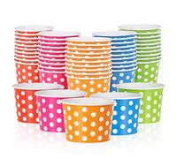 Lot de 50 gobelets à glace en papier jetables de 113,4 g pour aliments chauds ou froids, 118,4 g, gobelets à friandises pour sundae, yaourt glacé, soupe, 5 couleurs, pois
