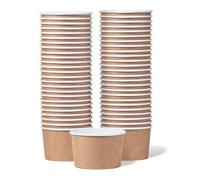 Lot de 50 gobelets à glace en papier jetables de 163 ml pour aliments chauds ou froids, fournitures de fête de 163 ml pour sundae, yaourt glacé, soupe, marron
