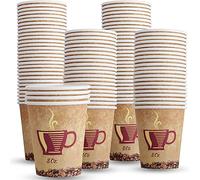 Lot de 50 Gobelets Jetables et Reutilisable en Carton Pour Café à Emporter - Mugs et Tasses à Café Résistant à la Chaleur -Idéal Pour Boire du Chocolat Chaud et du Thé, Biodégradables - 237ml