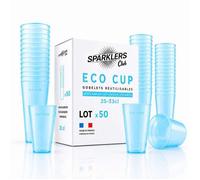 - Lot de 50 Gobelets Reutilisables 25cl (33cl a ras-bord) - Polypropylene (PP) alimentaire rigide - CompatibleBleuLot de 50