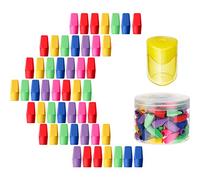 Lot de 50 gommes à capuchon colorées et un taille-crayon de couleur aléatoire.