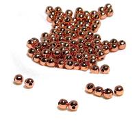 Lot de 50 grandes perles rondes lisses en cuivre massif pur de 4 mm pour fabrication de bijoux avec revêtement transparent brillant