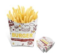 Lot de 50 grands paniers à frites à motif créatif, gobelets à frites, gobelets à pop-corn jetables pour boîtes à goûter, boîtes à bulles, sacs à gaufres, les voyages, les fêtes de nuit