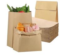 Lot de 50 grands sacs en papier marron, 30 × 20 × 12 cm, sacs à pain en papier kraft, sacs de courses pour Pâques, Halloween, Noël, mariage, fête d'anniversaire