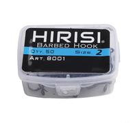 Lot de 50 hameçons barbelés, conçus pour les bas de ligne de pêche à la carpe, construction en acier à haute teneur en carbone (numéro 2)