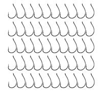 Lot de 50 hameçons barbelés en acier carbone avec trous décalés 5 types #3#2 0#2/0 Hameçons barbelés pour pêche en eau salée