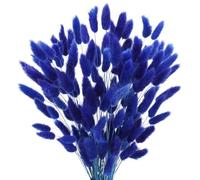 Lot de 50 herbes de la pampa séchées - 45 cm - Fleurs séchées - Blanc naturel - Pour vase, arrangement de mariage, fête, maison, hôtel, décoration - Bleu foncé