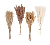 Lot de 50 herbes naturelles séchées en queue de lapin avec pampa, fleurs artificielles de couleurs mélangées pour décoration de mariage, arrangement de maisons rustiques, style bohème (HS26)