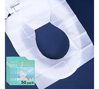 Lot de 50 housses de siège de toilette jetables, en papier jetable, pour adultes et enfants, pour l'apprentissage de la propreté, l'avion, le camping
