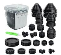 Lot de 50 œillets en caoutchouc ronds en forme de tour de 10 tailles différentes pour pare-feu, œillets de câbles automobiles, cache-câbles, organisateur de câbles 3/8 1/2 13/16 7/8 1 1-3/16 1-3/8 1-9