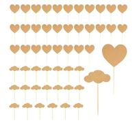 Lot de 50 inserts de gâteau vides en forme de cœurs et de nuages - Décorations de cupcakes, de cupcakes, de cure-dents, de cocktails