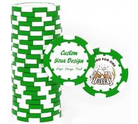 Lot de 50 jetons de poker en argile personnalisés, 40 mm, poids 11,5 g, jetons de poker personnalisés avec logo, image ou texte, jetons de boisson personnalisés pour bar, fête, carte de visite, club