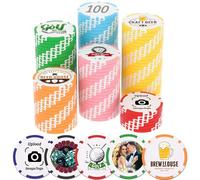 Lot de 50 jetons de poker en argile personnalisés avec logo en couleur, jetons de style Monte Carlo de qualité casino, jetons d'événement pour Texas Hold'em, Blackjack, soirées de cartes, 11,5 g (noir