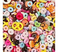 Lot de 50 jolies breloques en slime à dos plat en résine pour loisirs créatifs et ornements, scrapbooking, perles assorties, bonbons, fruits, gâteaux, cadeaux de Noël, treillis en résine, fournitures