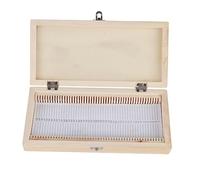 Lot de 50 lames de microscope en verre biologique - Lames de microscope préparées - Spécimens - Boîte de rangement en bois - Lames de biologie, pour science biologique