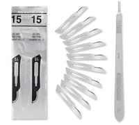 Lot de 50 lames de scalpel Figure 15 - Lames de rechange stériles + 1 support Shehadeh - 21 cm de long en acier inoxydable