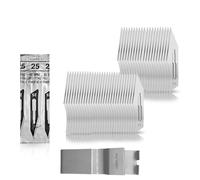 Lot de 50 lames de scalpel figure 25 en acier au carbone pour support de scalpel n° 4 - Lames de rechange emballées stériles - Avec extracteur de lame