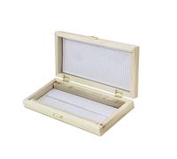 Lot de 50 lames préparées en laboratoire pour échantillons biologiques Étui en bois avec fermeture métallique sécurisée pour les examens microscopiques Étui en verre
