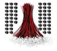 Lot de 50 LED pré-câblées 12 V 5 mm pour rétro-éclairage automobile, rétroviseurs de moto, signaux de train, débogage de circuit et apprentissage manuel (blanc)