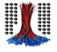 Lot de 50 LED pré-câblées 12 V 5 mm pour rétro-éclairage automobile, rétroviseurs de moto, signaux de train, débogage de circuit et apprentissage manuel (bleu)