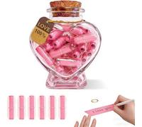 Lot de 50 lettres de capsule d'amour dans un bocal en verre en forme de cœur, rose à faire soi-même, message personnalisé dans une bouteille, cadeau pour lui/elle, souvenir romantique pour petit ami