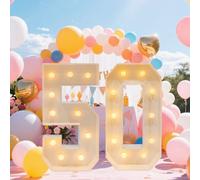 Lot de 50 lettres lumineuses à LED - 100 cm - Chiffres lumineux géants - Décoration d'anniversaire de mariage