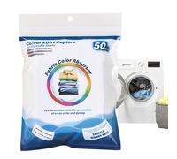 Lot de 50 lingettes attrape-couleurs pour linge coloré et textiles - Feuilles de capture de couleurs pour machine à laver domestique et linge de lit - Protection contre la décoloration - Set Dye