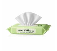 Lot de 50 lingettes démaquillantes nettoyantes pour le visage et la surface de la peau - Lingettes humides à l'extrait d'aloe vera pour peaux sensibles - 18 x 12,5 cm