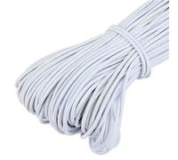 Lot de 50 m d'élastique rond coloré de 2 mm, pour couture et loisirs créatifs - Blanc