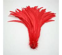 Lot de 50 magnifiques plumes de queue de coq naturelles, 25-40 cm, pour décoration de vêtements, spectacle, plumes de queue de coq, rouge, 35-40 cm