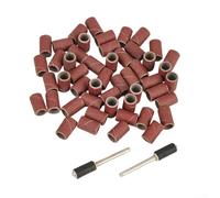 Lot de 50 manchons de ponçage grain 320 avec 2 mandrins, 6 mm de diamètre pour polissage du bois, compatibles avec outils rotatifs, tige de 3,15 mm, manchons abrasifs