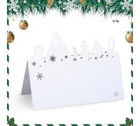 Lot de 50 marque-places de Noël pour table, marque-places de nom de Noël pour table, tente nominative bonhomme de neige blanc, plaque nominative de Noël, porte-nom de Noël pour décoration de fête de