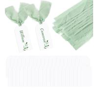 Lot de 50 marque-places en acrylique transparent avec ruban vert doux, étiquettes personnalisables pour table de mariage, cartes réservées vierges pour menus, marque-pages