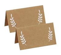 Lot de 50 marque-places en papier kraft marron pour mariage, anniversaire, dîner, table