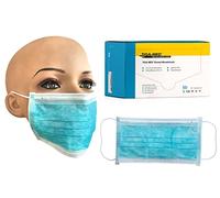 Lot de 50 masques chirurgicaux triple-épaisseur avec élastique à efficacité de 99,5 % (Bleu) Qualité Tiga-Med